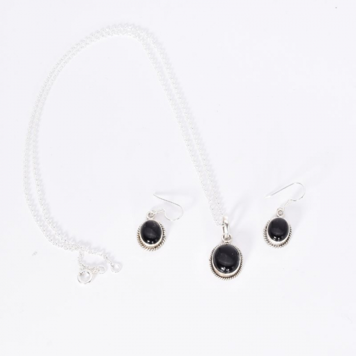 Set argint onix negru Funie Rasucita - cercei, pandantiv, lantisor [3]