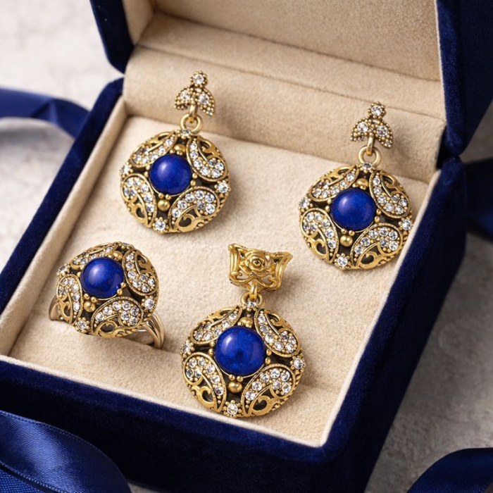 Set argint otoman cu lapis lazuli, rotund Regina Anatoliei [2]