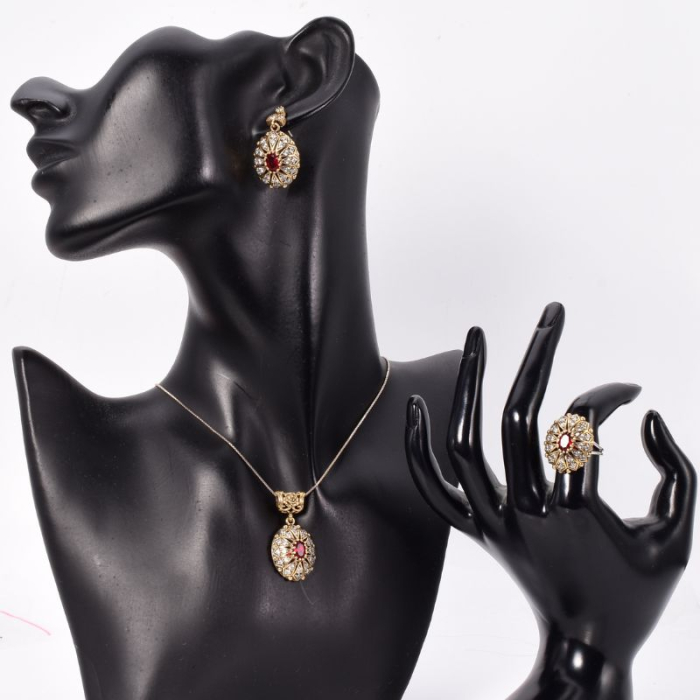 Set argint otoman forma ovala cu CZ rosii, albe [2]