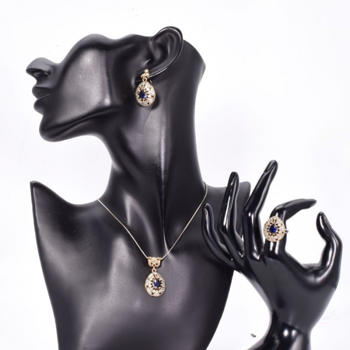 Set argint otoman forma para cu cubic zirconia albastru, alb [2]