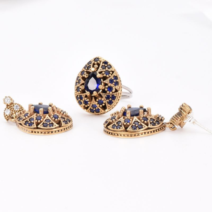 Set argint otoman forma para cu CZ albastre Regina Anatoliei [3]