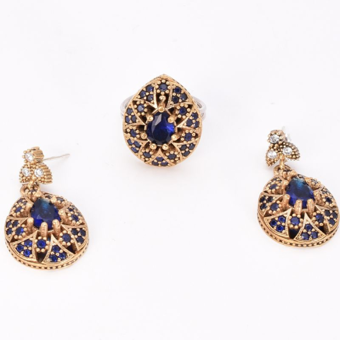 Set argint otoman forma para cu CZ albastre Regina Anatoliei [4]