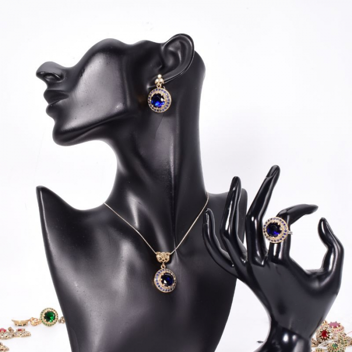 Set argint rotund cu cubic zirconia  albastru - stil otoman [2]