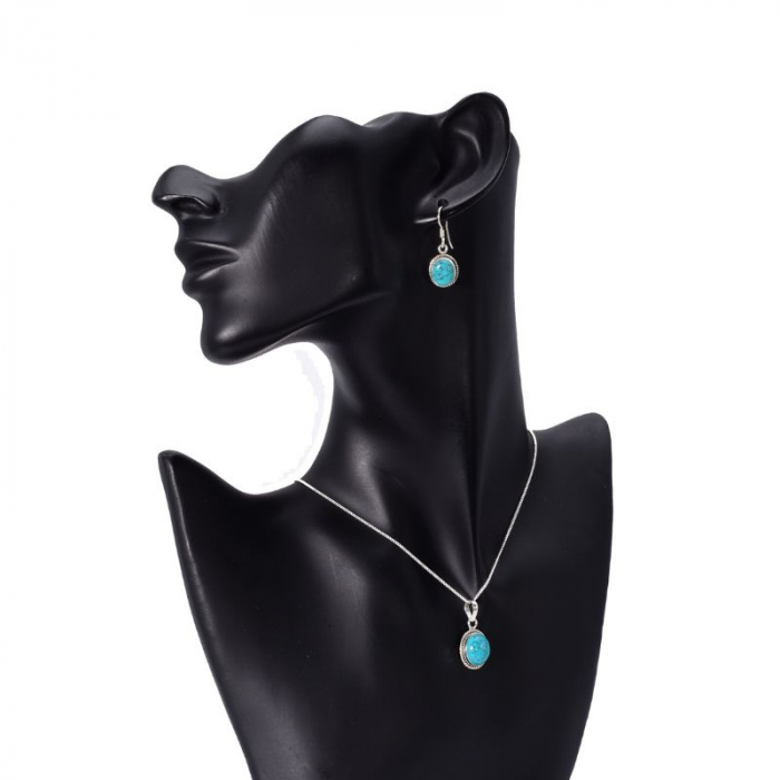 Set argint turcoaz Funie Rasucita - cercei, pandantiv, lantisor [3]