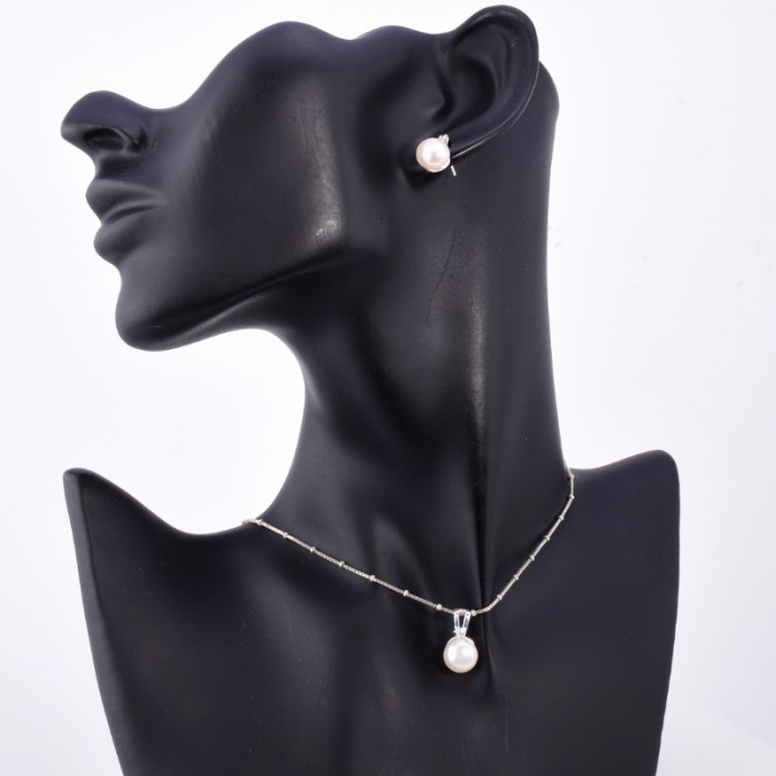 Set cercei si pandantiv argint cu perle de cultura si cubic zirconia [2]