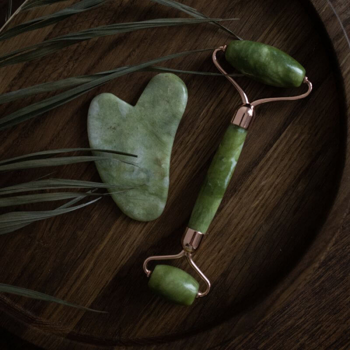 Set rola masaj facial si gua sha jad verde [2]