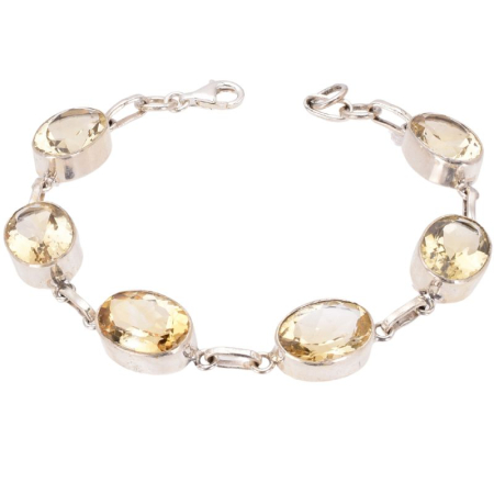 Bratara agint handmade cu citrin 18-19 cm