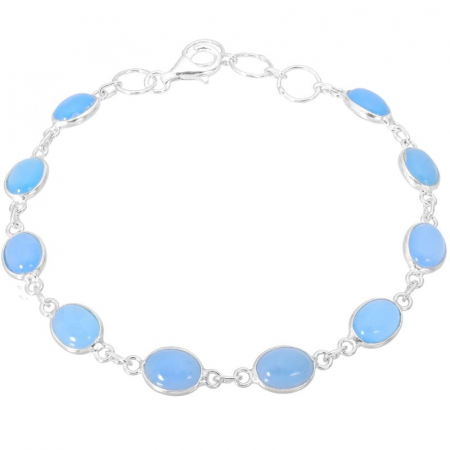 Bratara argint calcedonia albastra cabochon oval [0]