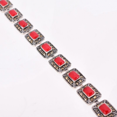 Bratara argint cu agat rosu si marcasite Lady in Red [2]