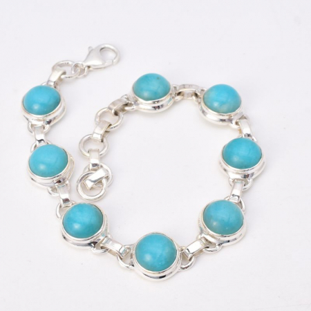 Bratara argint cu amazonit peruan, rotund [2]