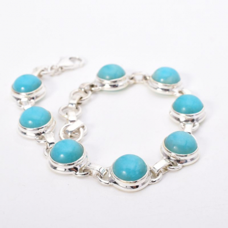 Bratara argint cu amazonit peruan, rotund [1]
