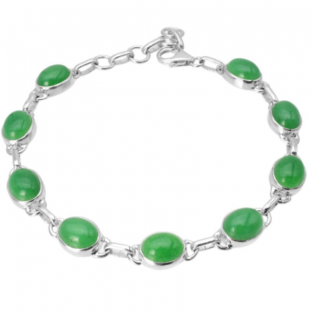 Bratara argint cu aventurin verde, oval 18-20 cm [0]
