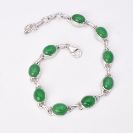 Bratara argint cu aventurin verde, oval 18-20 cm [1]