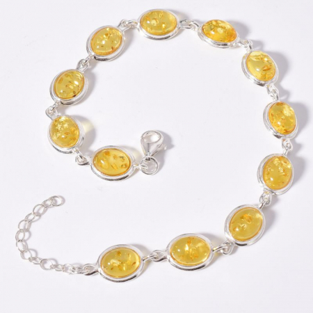 Bratara argint chihlimbar galben oval 18-20 cm [1]