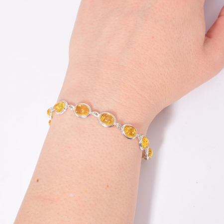 Bratara argint chihlimbar galben oval 18-20 cm [2]