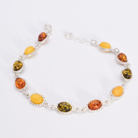 Bratara argint cu chihlimbar multicolor Baltessa, 19-21 cm [1]