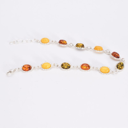 Bratara argint cu chihlimbar multicolor Baltessa, 19-21 cm [2]