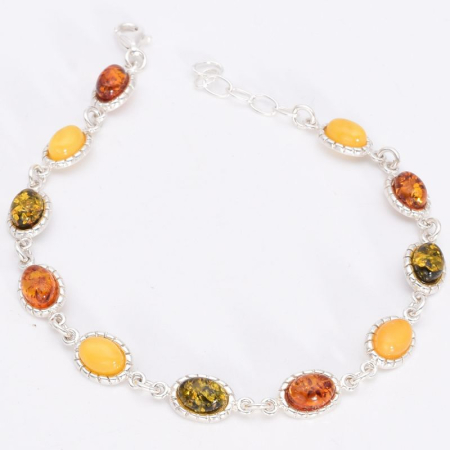 Bratara argint cu chihlimbar multicolor Baltessa, 19-21 cm [3]