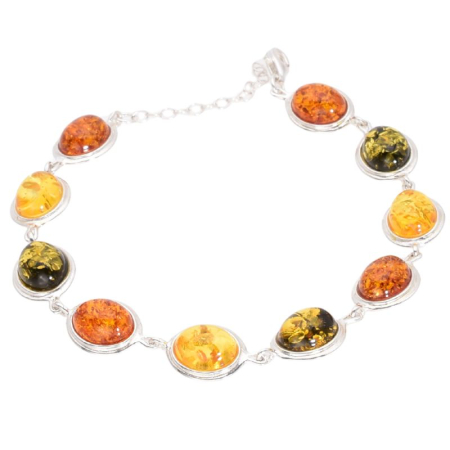 Bratari pietre semipretioase - Bratara argint cu chihlimbar multicolor Triada Solara