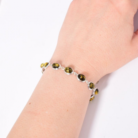 Bratara argint cu chihlimbar verde oval 18-20 cm [2]