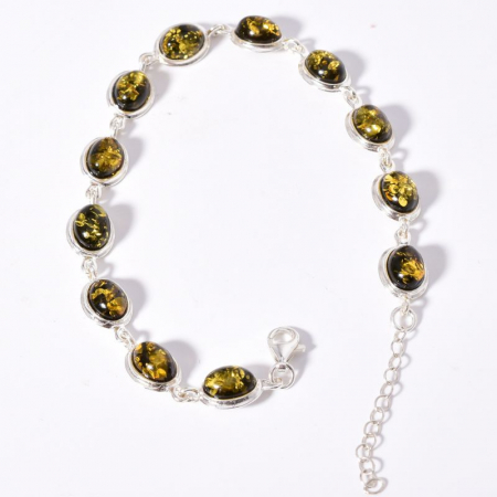 Bratara argint cu chihlimbar verde oval 18-20 cm [3]