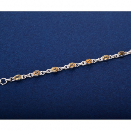 Bratara argint cu citrin oval fatetat, 17-19 cm [2]