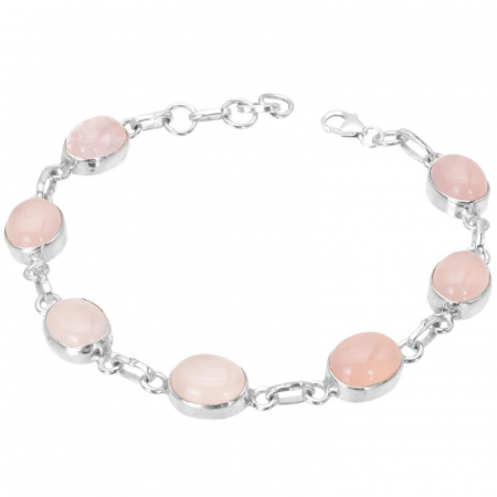 Bratara argint cu cuart roz Petale de Iubire 17-19 cm [0]