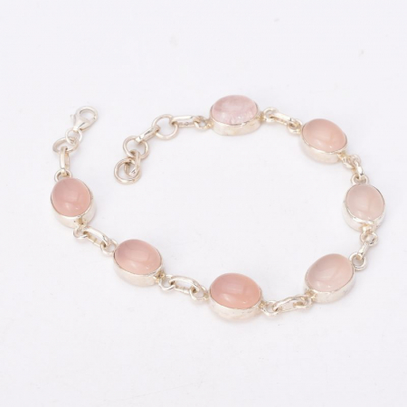 Bratara argint cu cuart roz Petale de Iubire 17-19 cm [1]