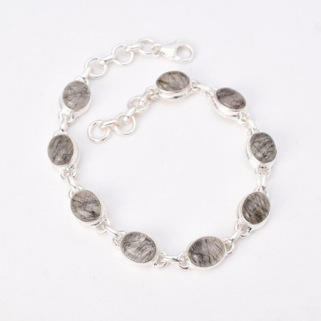 Bratara argint cuart rutilat negru [1]