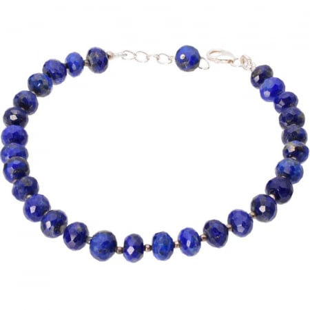 Bijuterii lapis lazuli - Bratara argint cu lapis lazuli brut fatetat Albastru Infinit
