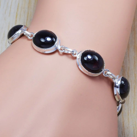 Bratara argint cu onix oval Magia Intunericului 17-19 cm [1]