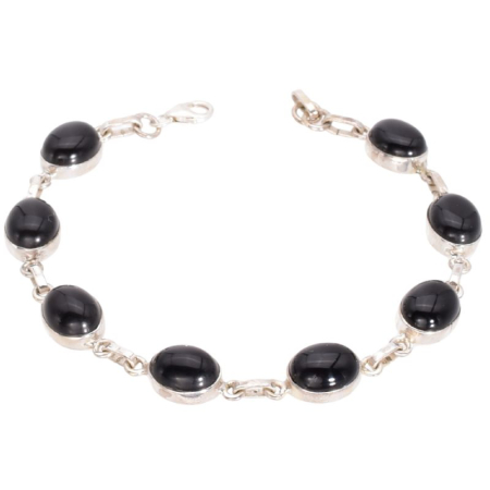 Bratari pietre semipretioase - Bratara argint cu onix oval Magia Intunericului 17-19 cm