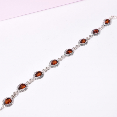 Bratara argint cu pietre chihlimbar cognac para 18 cm [4]
