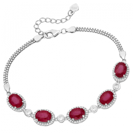 Bratara argint cu rubin natural si cubic zirconia Noblesse