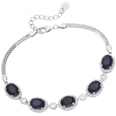 Bratara argint cu safir natural si cubic zirconia Noblesse