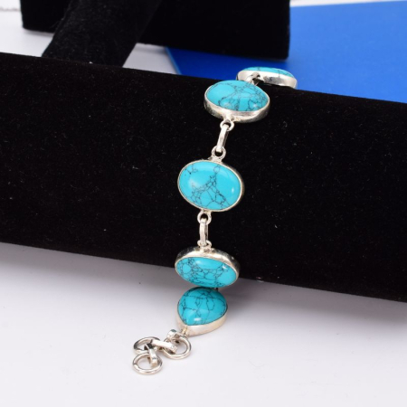 Bratara argint cu turcoaz handmade 17-19 cm [3]