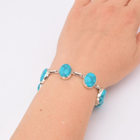 Bratara argint cu turcoaz handmade 17-19 cm [1]
