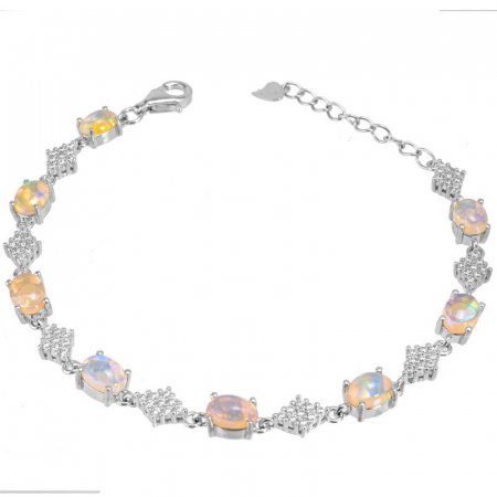 Bratara argint dama cu opal etiopian si diamante simulate [1]