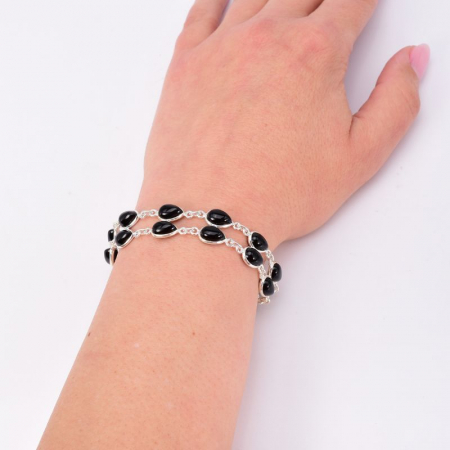 Bratara argint dubla cu pietre onix 18-20 cm [1]