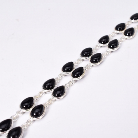 Bratara argint dubla cu pietre onix 18-20 cm [3]
