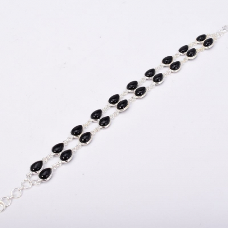 Bratara argint dubla cu pietre onix 18-20 cm [2]