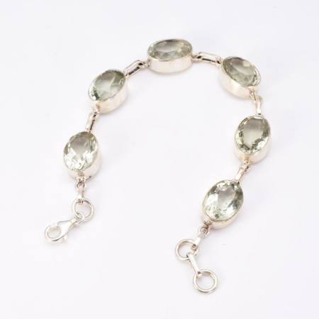 Bratara cu ametist verde fatetat din argint handmade [3]