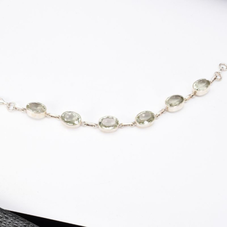 Bratara cu ametist verde fatetat din argint handmade [5]