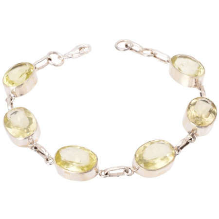 Bratari argint femei - Bratara argint handmade cu lemon topaz oval, fatetat