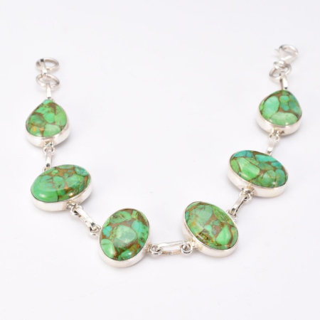 Bratara argint cu turcoaz cupru verde 18-19 cm [4]