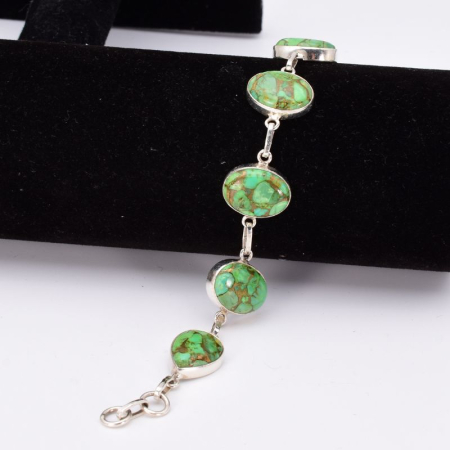 Bratara argint cu turcoaz cupru verde 18-19 cm [2]