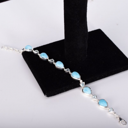 Bratara argint larimar si topaz albastru 16-18 cm [3]