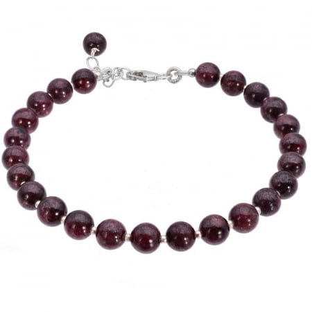 Bratara argint - margele de granat 6 mm, 18-20 cm [0]