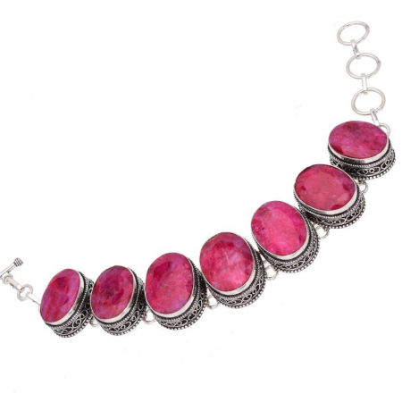 Bratara argint masiv cu rubin natural, model filigran [0]