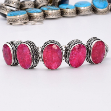 Bratara argint masiv cu rubin natural, model filigran [1]